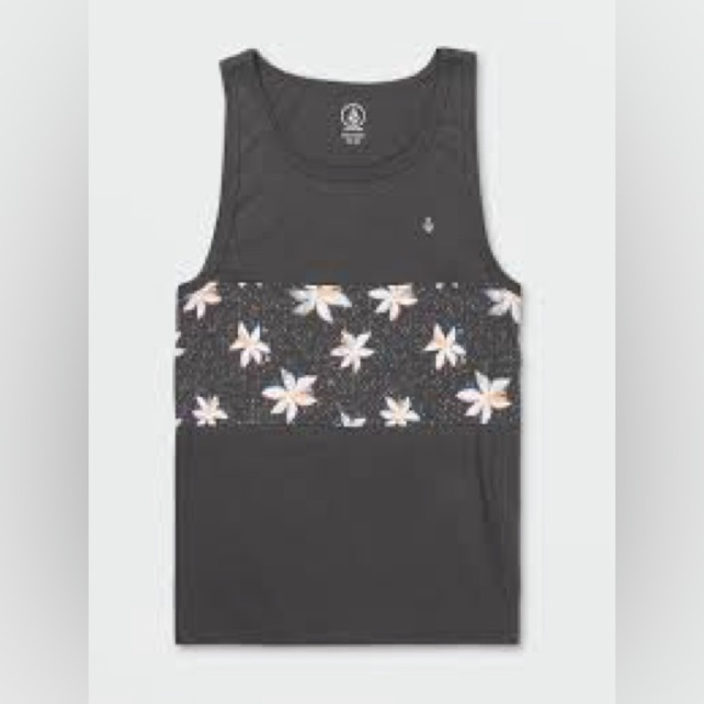 NWOT Volcom Men's L Tank Top Tee T-Shirt Charcoal Summerside Tank Cotton Blend